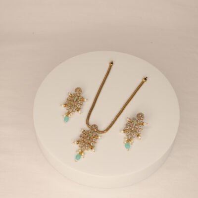 Bloom with elegance — Adorn yourself in timeless beauty with our floral turquoise necklace set.