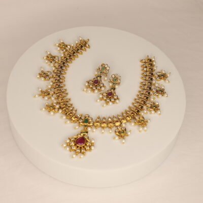 Traditional Gold Necklace and Earring Set
