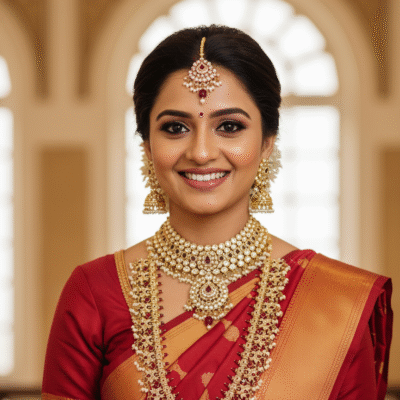 Bridal Grandeur: Ruby and Pearl Long Haram Set for the Perfect Wedding Look.