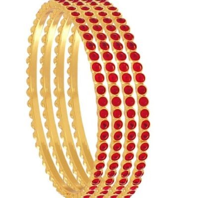 Classic Red Stone Bangles: Gold-plated brilliance for festive occasions