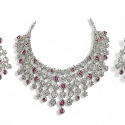✨ Ruby Elegance CZ Bridal Necklace Set ✨