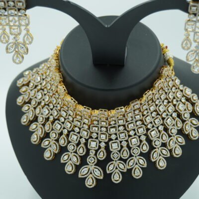 Imitation White Kundan Rani Necklace Set with Drop Earrings for Women - Bridal Wedding Jewelry by Kulali Collections